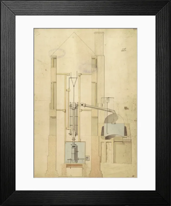 Framed Print : Engine and section of the boilers, Borough Water Works Framed Print : Engine and section of the boilers, Borough Water Works