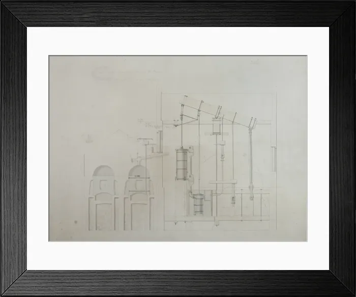 Framed Print : Engine and cross-sections of the boilers, Regulator Mill Co Framed Print : Engine and cross-sections of the boilers, Regulator Mill Co