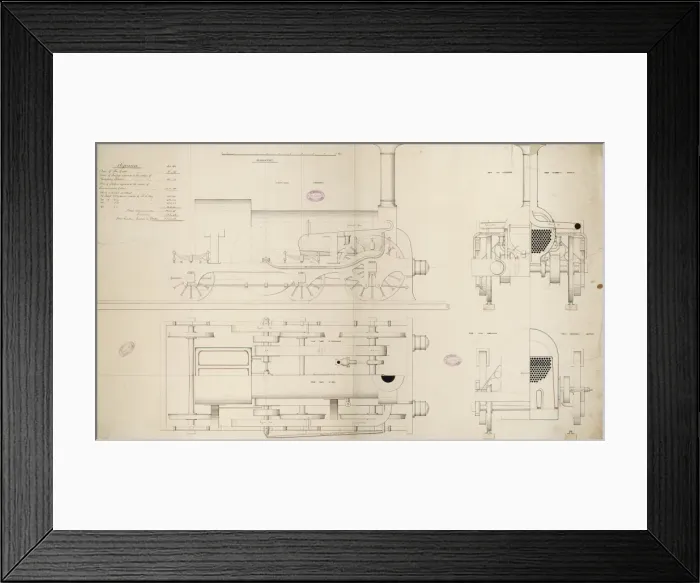 Framed Print : Locomotive engine, 5 foot 9 inch driving wheel