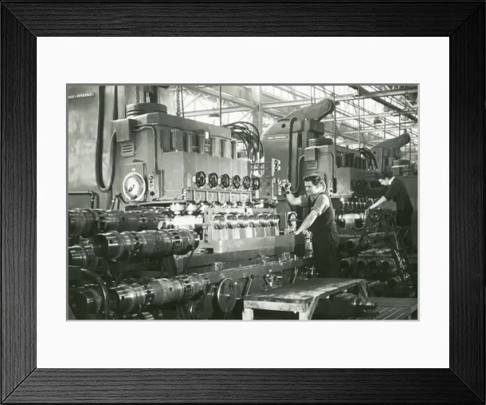 Framed Print : Liverpool Works, two men operating Deltic machinery Framed Print : Liverpool Works, two men operating Deltic machinery