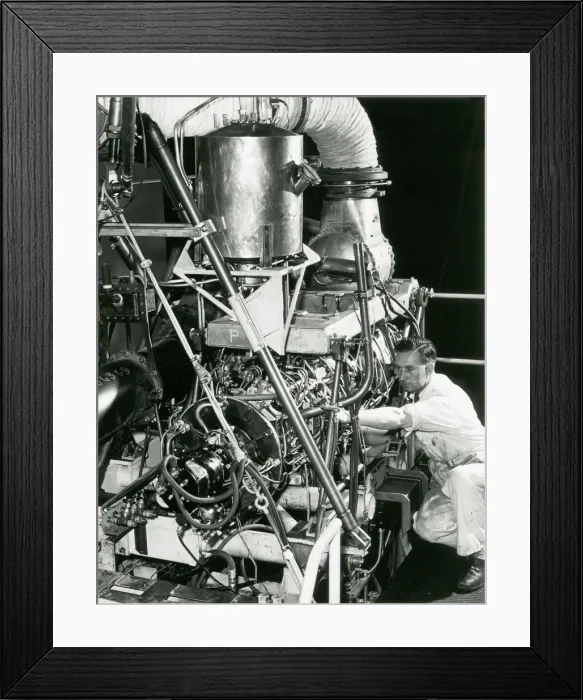 Framed Print : Technician with Napier Oryx engine Framed Print : Technician with Napier Oryx engine