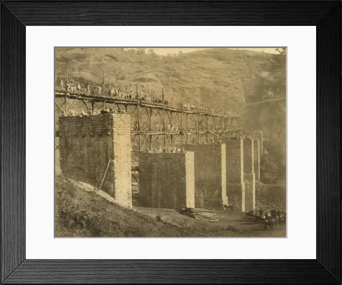 Framed Print : Viaduct, with temporary staging; mouth of Tunnel no 8 at 3 1 Framed Print : Viaduct, with temporary staging; mouth of Tunnel no 8 at 3 1