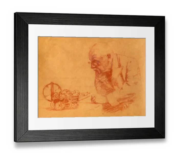 Framed Print : Sketch of Colonel R E D Crompton Framed Print : Sketch of Colonel R E D Crompton