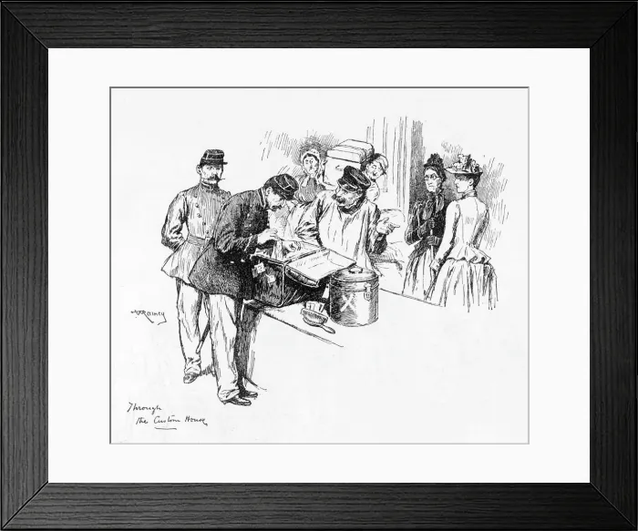 Framed Print : French customs officers and passengers