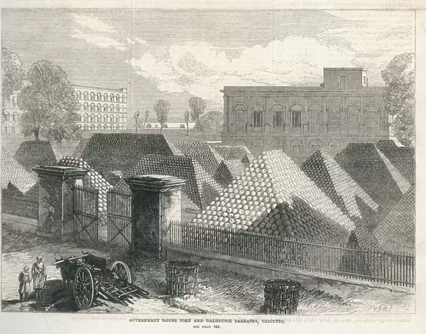 Cannon balls stored, Dalhousie barracks, Calcutta