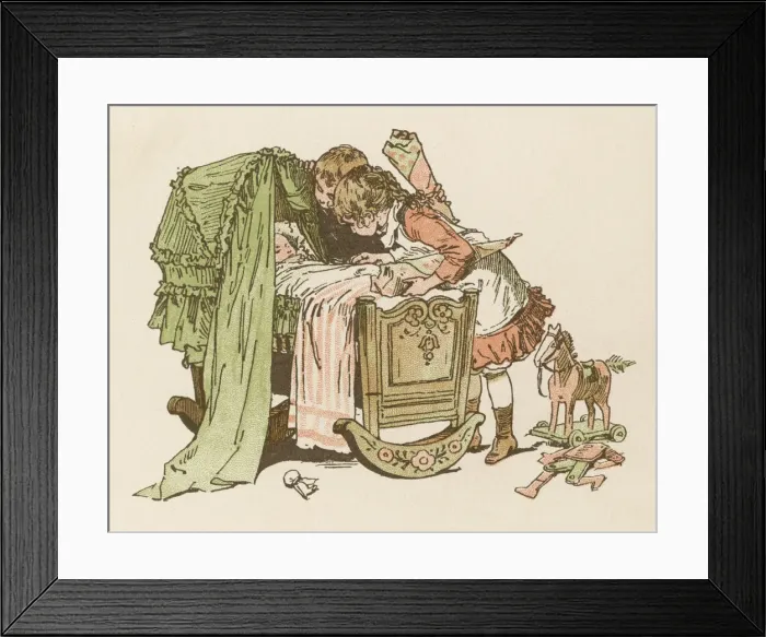 Framed Print : Two children see new baby brother Framed Print : Two children see new baby brother