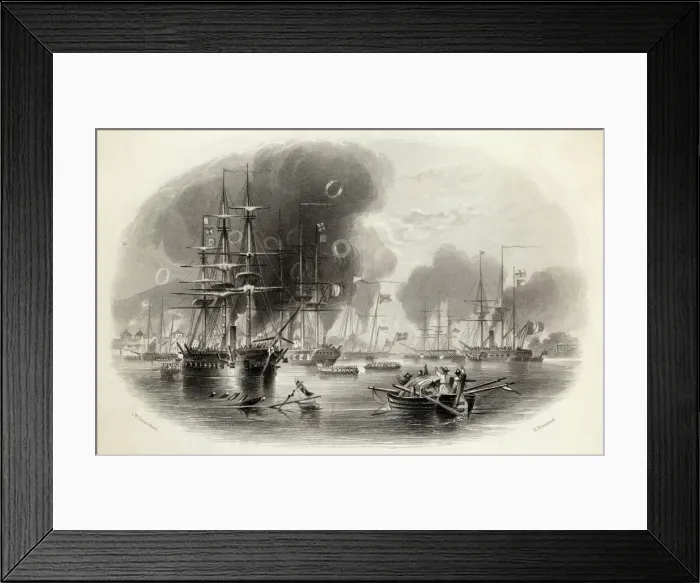 Framed Print : British bombarding Canton, First Opium War Framed Print : British bombarding Canton, First Opium War