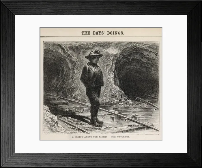 Framed Print : Watch boy standing at the entrance to a mine Framed Print : Watch boy standing at the entrance to a mine