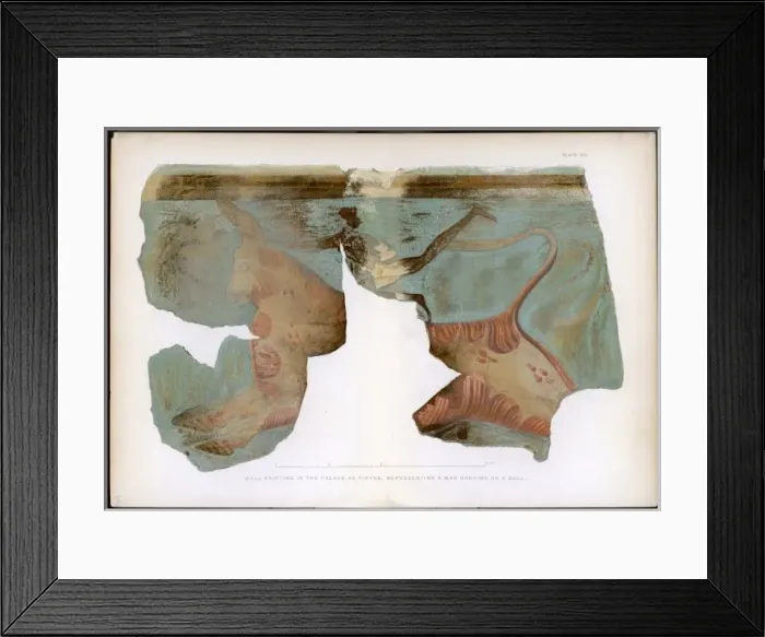Framed Print : Man dancing on a bull, palace at Tiryns, Greece Framed Print : Man dancing on a bull, palace at Tiryns, Greece