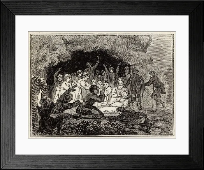 Framed Print : Pilgrims. Worshipping in St Patricks cave, St Patricks Purgatory, Lough Derg, Ireland Framed Print : Pilgrims. Worshipping in St Patricks cave, St Patricks Purgatory, Lough Derg, Ireland