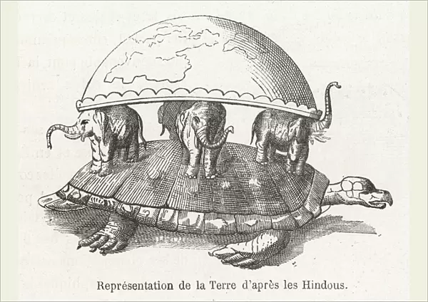 The Earth. According to Hindu belief, the Earth is supported on elephants