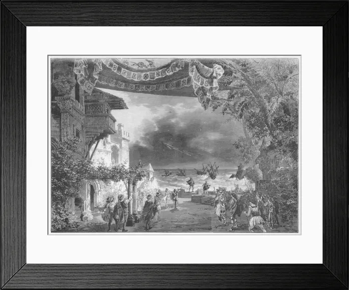 Framed Print : Otello. The opening scene : the people of Cyprus watch the storm in Otello Framed Print : Otello. The opening scene : the people of Cyprus watch the storm in Otello