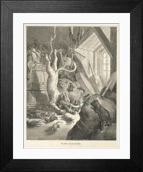 Framed Print : Fable / Cat and Old Rat Framed Print : Fable / Cat and Old Rat