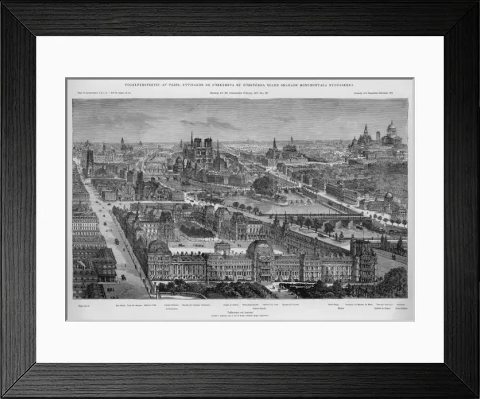 Framed Print : Paris / Aerial View 1871 Framed Print : Paris / Aerial View 1871