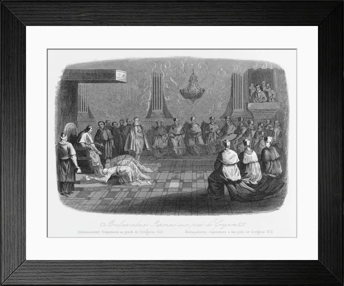 Framed Print : Pope Gregory receiving an embassy from Japan Framed Print : Pope Gregory receiving an embassy from Japan