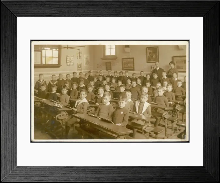 Framed Print : Large classroom of boys with two teachers Framed Print : Large classroom of boys with two teachers
