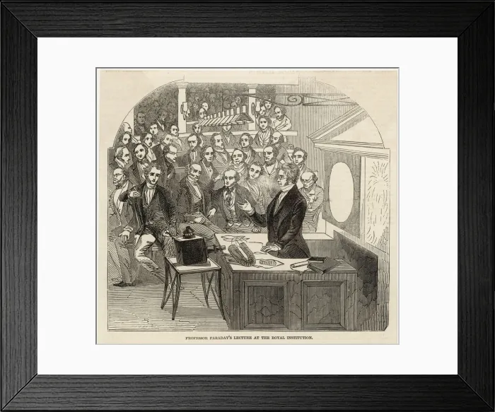 Framed Print : Michael Faraday, scientist, giving a lecture Framed Print : Michael Faraday, scientist, giving a lecture