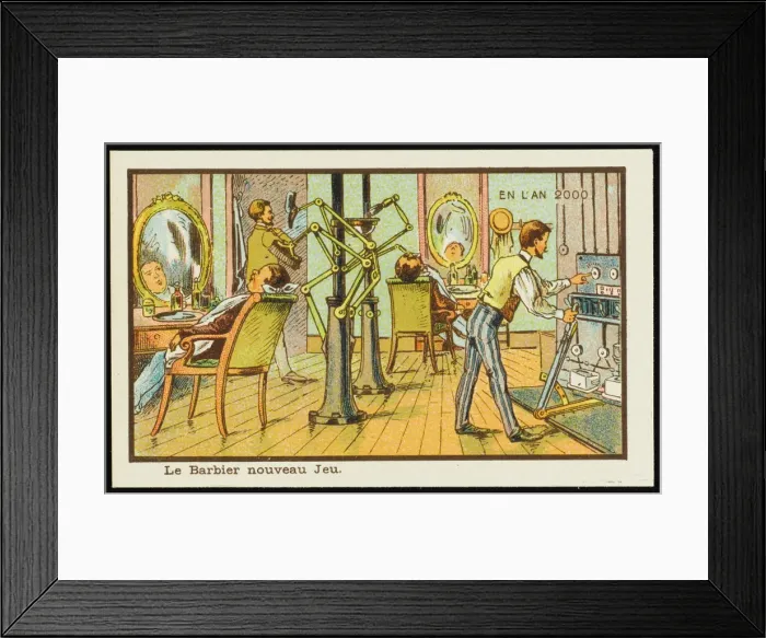 Framed Print : Futuristic mechanised barbers shop Framed Print : Futuristic mechanised barbers shop