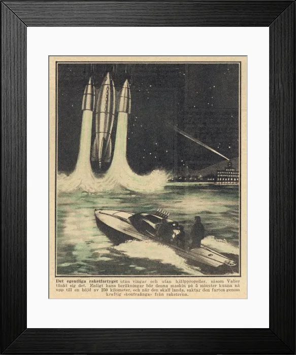 Framed Print : Valier rocket launch from water Framed Print : Valier rocket launch from water