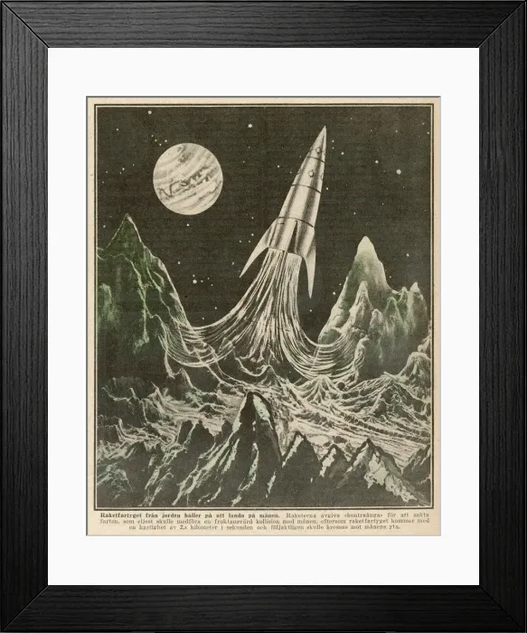 Framed Print : Valier rocket taking off from the moon Framed Print : Valier rocket taking off from the moon