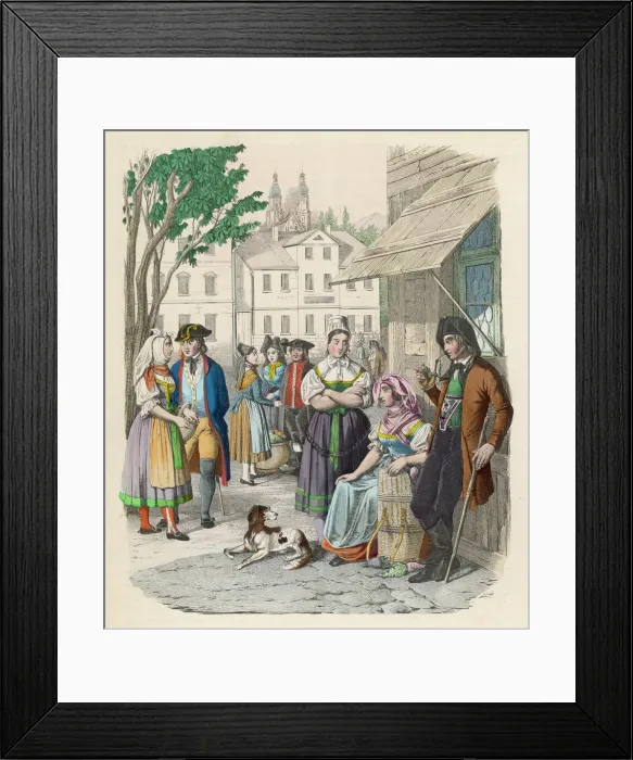Framed Print : Bavarian people in the street, southern Germany Framed Print : Bavarian people in the street, southern Germany