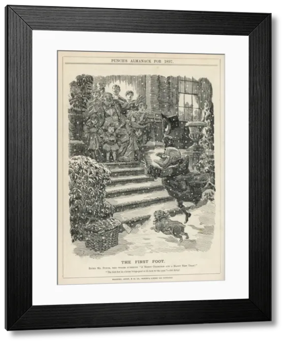 Framed Print : Mr Punch goes First Footing in the New Year Framed Print : Mr Punch goes First Footing in the New Year