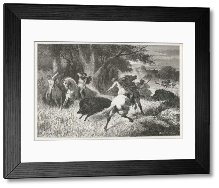 Framed Print : Hunting boar during the Bronze Age Framed Print : Hunting boar during the Bronze Age