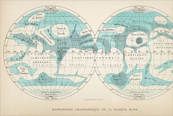 French map of the planet Mars