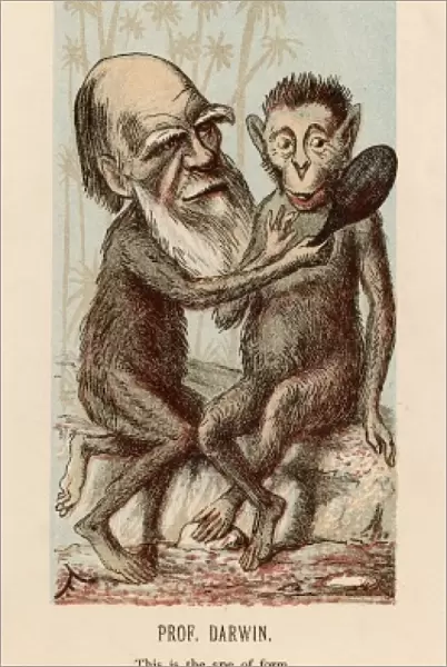 Charles Darwin with a lookalike ape