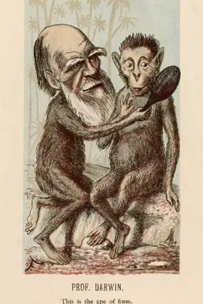 Charles Darwin with a lookalike ape