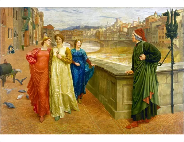 Dante Alighieri, Italian poet, sees his beloved Beatrice