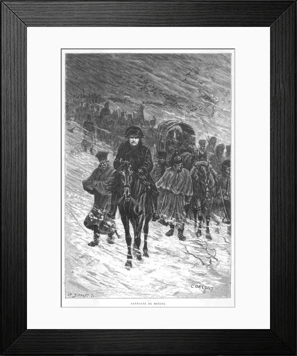 Framed Print : Napoleon on horseback, retreating from Moscow Framed Print : Napoleon on horseback, retreating from Moscow