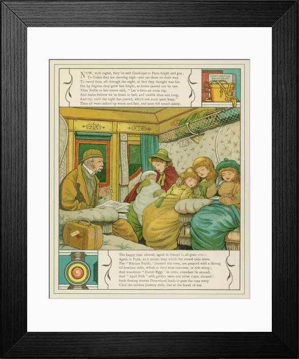 Framed Print : Family travelling at night on a French train Framed Print : Family travelling at night on a French train