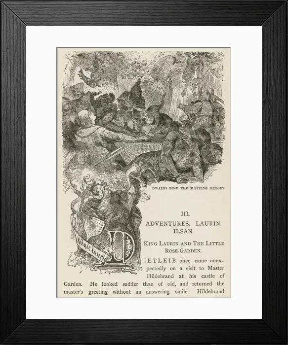 Framed Print : Dwarfs bind the sleeping heroes Framed Print : Dwarfs bind the sleeping heroes