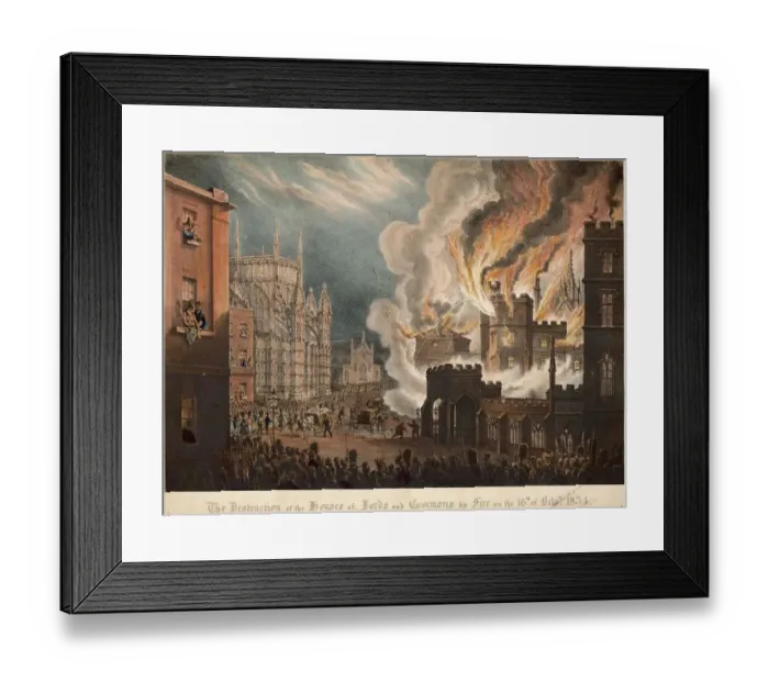 Framed Print : Houses of Parliament destroyed by fire Framed Print : Houses of Parliament destroyed by fire