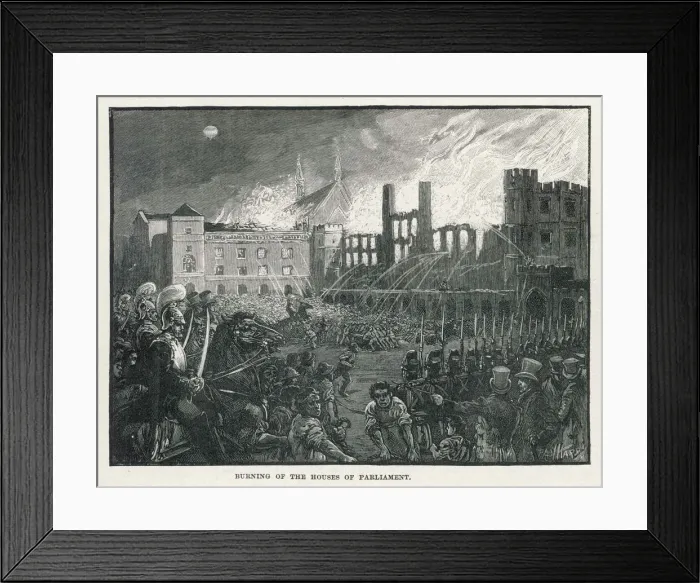 Framed Print : Houses of Parliament destroyed by fire Framed Print : Houses of Parliament destroyed by fire