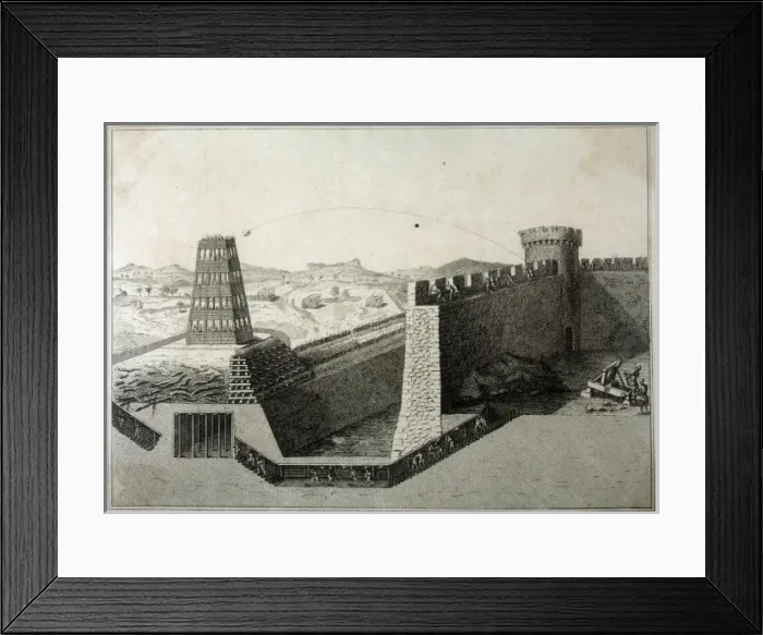 Framed Print : Siege in action, with siege weapons Framed Print : Siege in action, with siege weapons