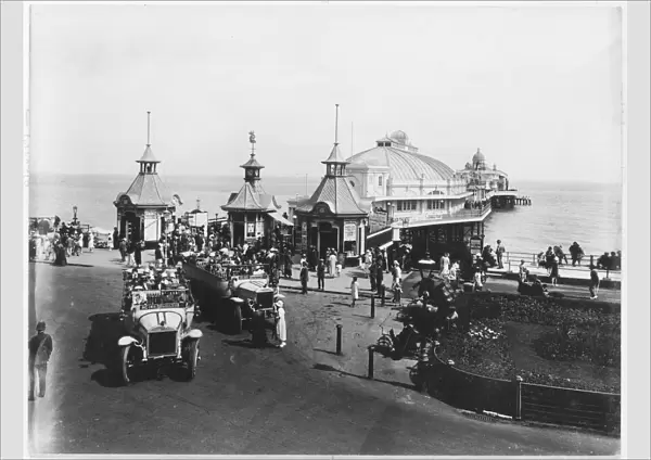 Charabancs near the pier at Eastbourne, East Sussex