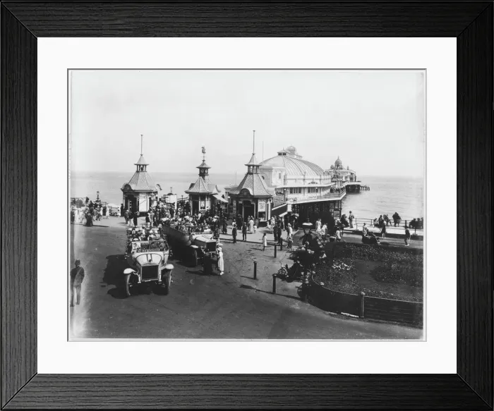 Framed Print : Charabancs near the pier at Eastbourne, East Sussex Framed Print : Charabancs near the pier at Eastbourne, East Sussex