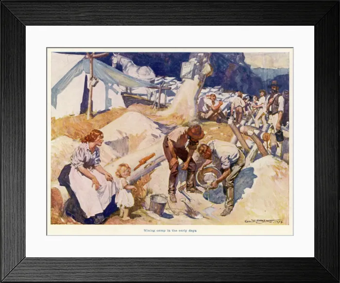 Framed Print : Gold prospectors and families in camp, Australia Framed Print : Gold prospectors and families in camp, Australia