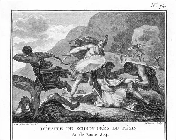 Hannibal defeats Scipio in the Battle of Ticinus