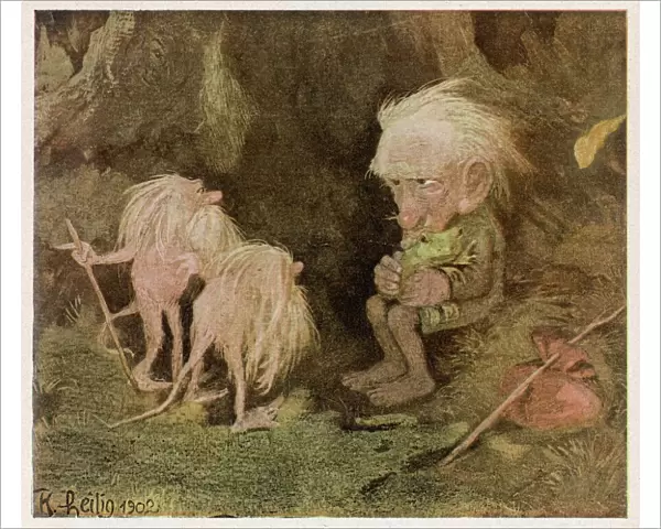 Troll, pet frog, and two long-tailed creatures