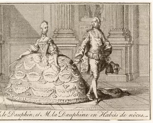 Louis XVI and Marie Antoinette in wedding costumes