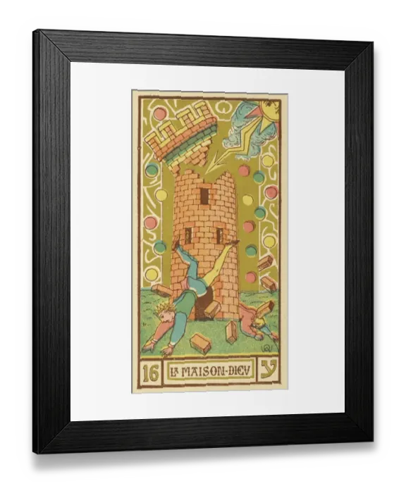 Framed Print : Tarot Card 16 - La Maison Dieu (The Tower) Framed Print : Tarot Card 16 - La Maison Dieu (The Tower)