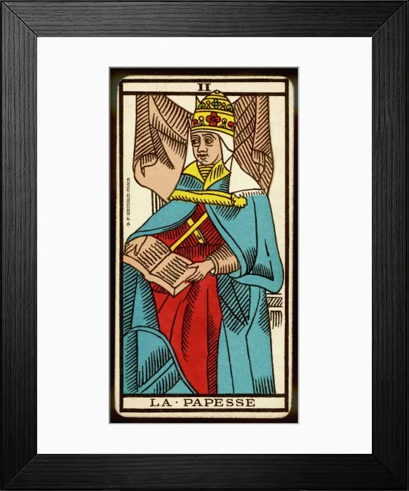 Framed Print : Tarot Card 2 - La Papesse (The Female Pope) Framed Print : Tarot Card 2 - La Papesse (The Female Pope)