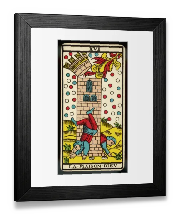 Framed Print : Tarot Card 16 - La Maison Dieu (The Tower) Framed Print : Tarot Card 16 - La Maison Dieu (The Tower)