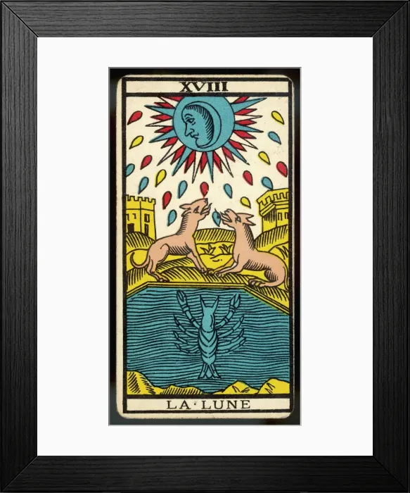 Framed Print : Tarot Card 18 - La Lune (The Moon) Framed Print : Tarot Card 18 - La Lune (The Moon)