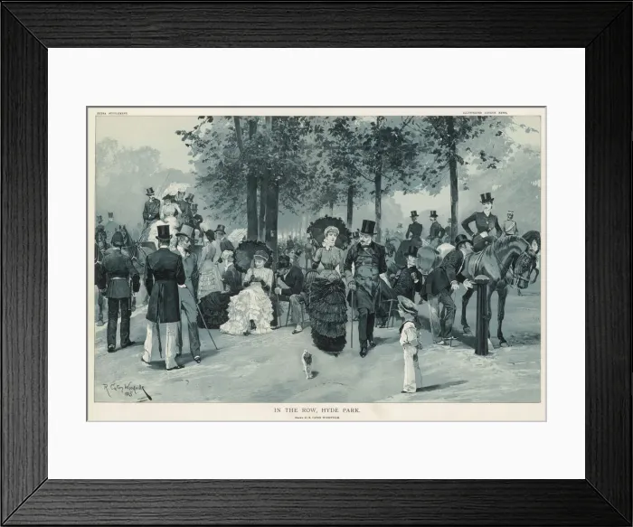 Framed Print : Fashionable people in the Row, Hyde Park, London Framed Print : Fashionable people in the Row, Hyde Park, London