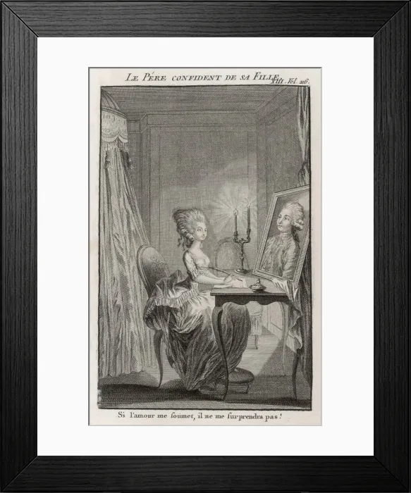 Framed Print : French lady at her writing table Framed Print : French lady at her writing table