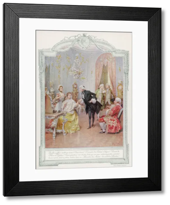 Framed Print : Aristocratic French lady receives morning visitors Framed Print : Aristocratic French lady receives morning visitors